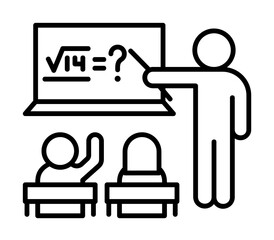 Teaching desk pupils icon. Element of school