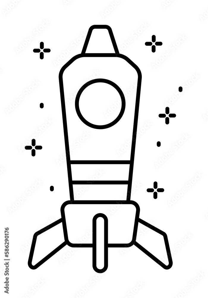 Poster spaceship icon. simple line, outline of rocket icons for ui and ux, website or mobile application