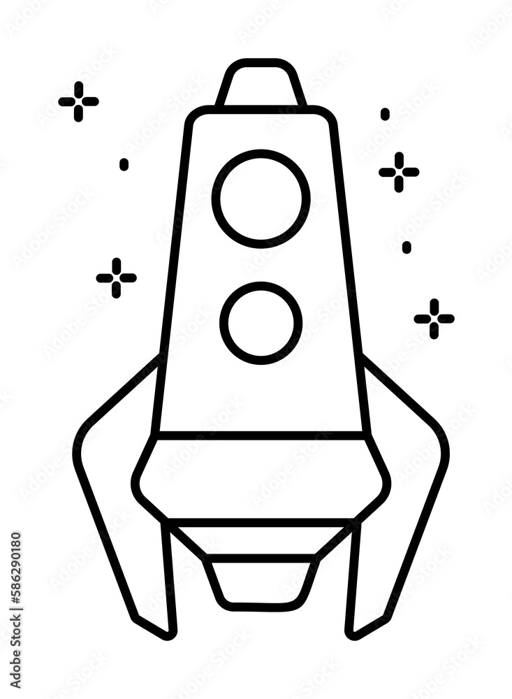 Poster spaceship icon. simple line, outline of rocket icons for ui and ux, website or mobile application