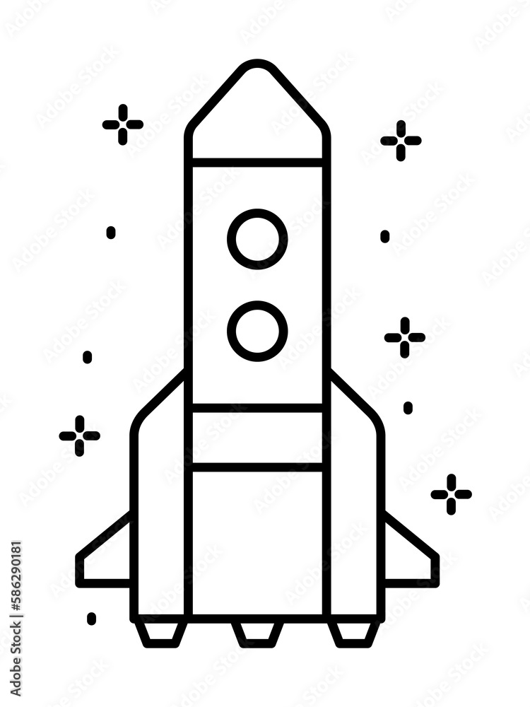Poster spaceship icon. simple line, outline of rocket icons for ui and ux, website or mobile application