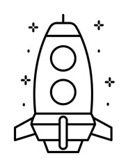 Spaceship icon. Simple line, outline of rocket icons for ui and ux, website or mobile application
