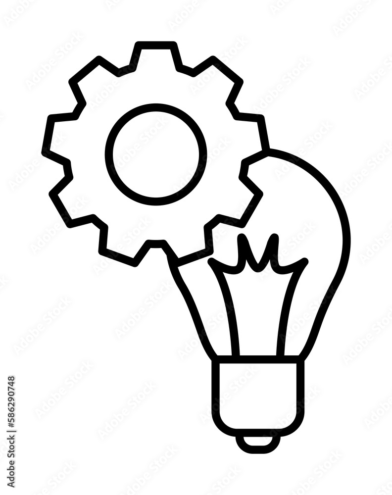 Aufkleber mechanism of idea icon. element of sturt up icon for mobile concept and web apps. thin line mechanis
