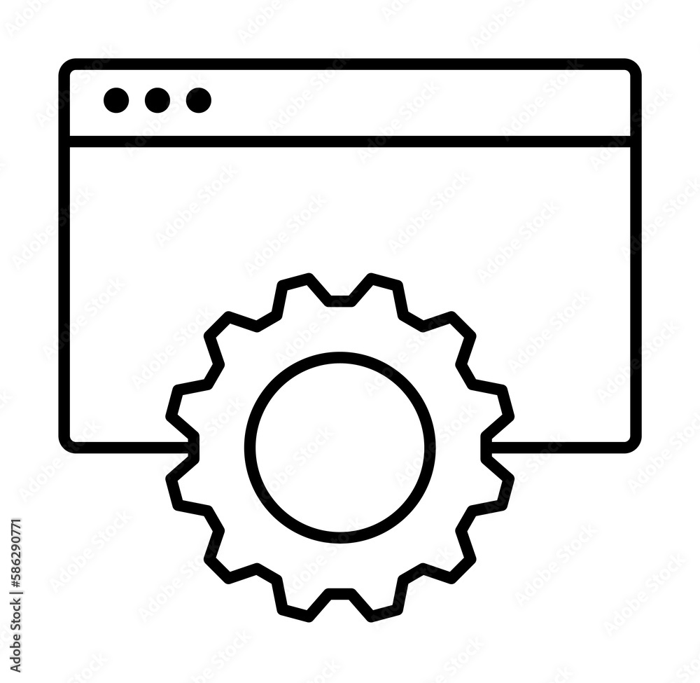 Poster gear and browser icon. element of sturt up icon for mobile concept and web apps. thin line gear and 