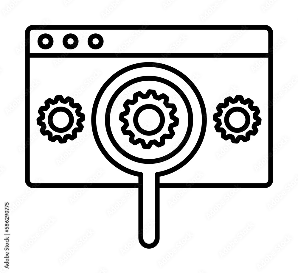 Aufkleber search for browser settings icon. element of sturt up icon for mobile concept and web apps. thin lin