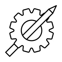gear and pencil icon. Element of sturt up icon for mobile concept and web apps. Thin line gear and pencil icon can be used for web and mobile