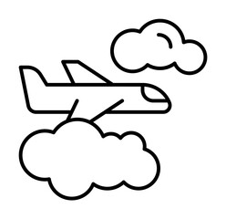 Plane, flight, clouds icon. Simple line, outline elements of tourism for ui and ux, website or mobile application