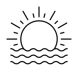 Sunset, sea, travel icon. Simple line, outline elements of tourism for ui and ux, website or mobile application