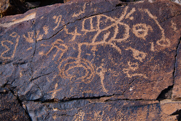 Ancient Native American Petroglyphs in Sloan Canyon National Conservation Area, Nevada