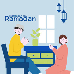 man-woman-asking-forgiveness-eid-mubarak-flat-illustration
