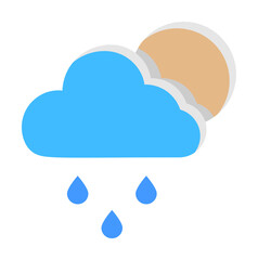 Cloud moon rain drops icon. Simple line, outline of two color weather icons for ui and ux, website or mobile application