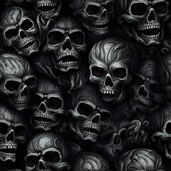 Skull seamless pattern art, generative ai