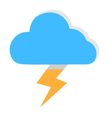 Cloud lightning icon. Simple line, outline of two color weather icons for ui and ux, website or mobile application