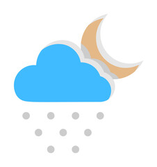 Cloud crescent hail icon. Simple line, outline of two color weather icons for ui and ux, website or mobile application