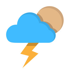 Cloud moon lightning icon. Simple line, outline of two color weather icons for ui and ux, website or mobile application