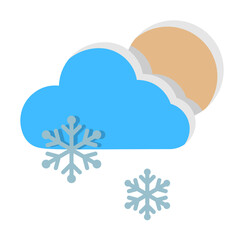 Cloud moon snow snowflakes icon. Simple line, outline of two color weather icons for ui and ux, website or mobile application