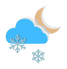 Cloud crescent snow snowflakes icon. Simple line, outline of two color weather icons for ui and ux, website or mobile application