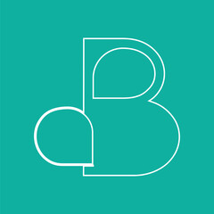 Letter B conceptual text design logo template design. Simple letter mark Vector illustration. White color outline on blue background.