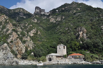 Fototapeta na wymiar The Monastery of Simonos Petras is a monastery built on Mount Athos
