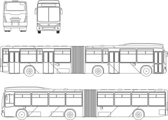 Vector illustration sketch of articulated bus modern transport