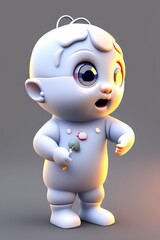Cute avatar 3D image eyes and mouth and arms and legs color white - generative ai