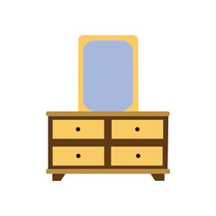 Dresser with mirror icon in color, isolated on white background