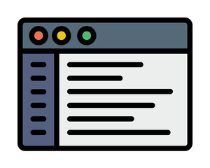 Browser, web site, text icon. Simple color with outline elements of internet explorer icons for ui and ux, website or mobile application