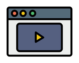 Browser, web site, video icon. Simple color with outline elements of internet explorer icons for ui and ux, website or mobile application