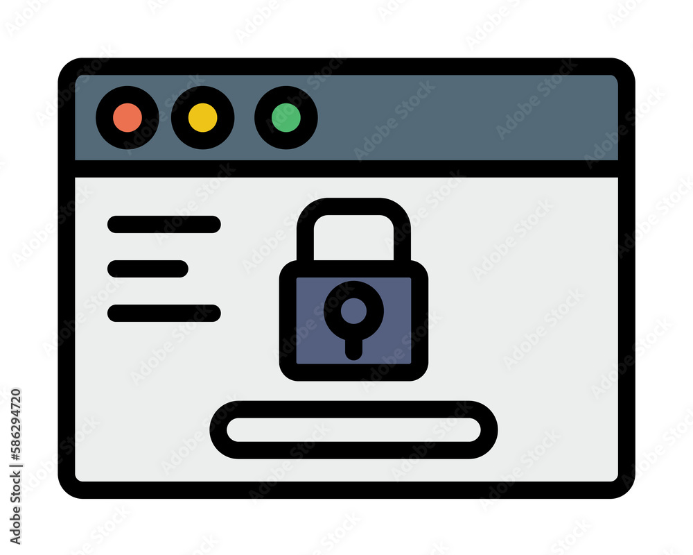 Poster browser, web site, lock icon. simple color with outline elements of internet explorer icons for ui a