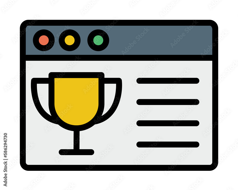 Poster browser, web site, winner cup icon. simple color with outline elements of internet explorer icons fo