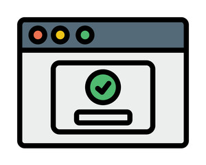 Browser, web site, check mark, password icon. Simple color with outline elements of internet explorer icons for ui and ux, website or mobile application