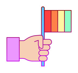 Flag, hand, pride day icon. Element of color world pride day icon. Premium quality graphic design icon. Signs and symbols collection icon