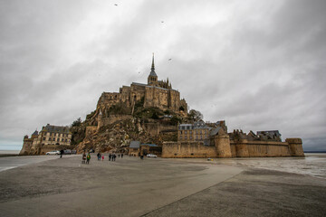 Obraz premium Mont Saint Michel during a cloudy day in normandy, France, Europe