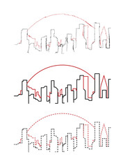 Obraz premium City scape handdraw and line