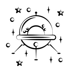 Ufo flaying saucer icon. Element of space hand drawn icon