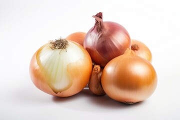 Onions on a white background Generative AI