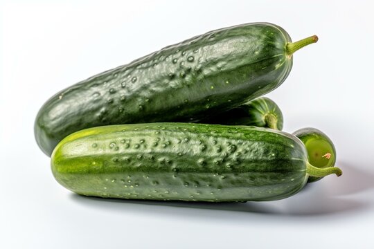 Cucumbers on a white background Generative AI