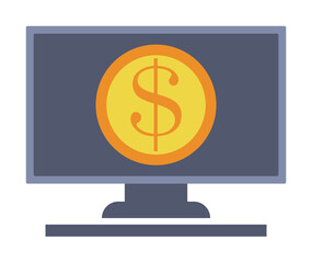coin on the monitor screen colored icon. Element of bankings for mobile concept and web apps. Detailed coin on the monitor screen colored icon can be used for web
