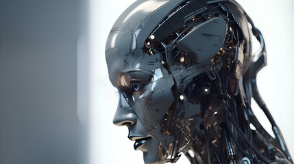 Fototapeta premium A Humanoid Cyborg Robot Created by Generative AI