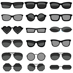 Set of black sunglasses vector