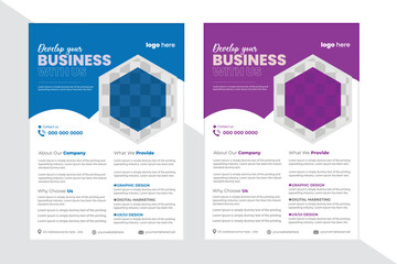Corporate business flyer template design set with blue, a4 flyer design template for print, poster flyer pamphlet brochure cover design layout, marketing, business proposal, promotion, advertising.
