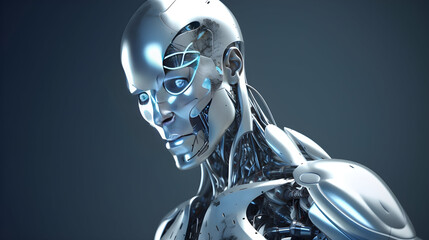 Obraz na płótnie Canvas A Humanoid Cyborg Robot Created by Generative AI
