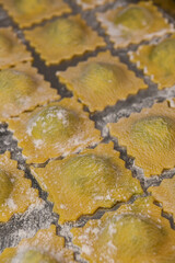Recipe for Homemade Italian Ravioli pasta with Spinach and Ricotta Filling. High quality photo