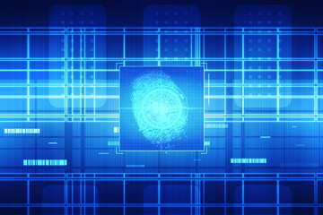 2d Illustration Fingerprint Scanning Technology Concept 