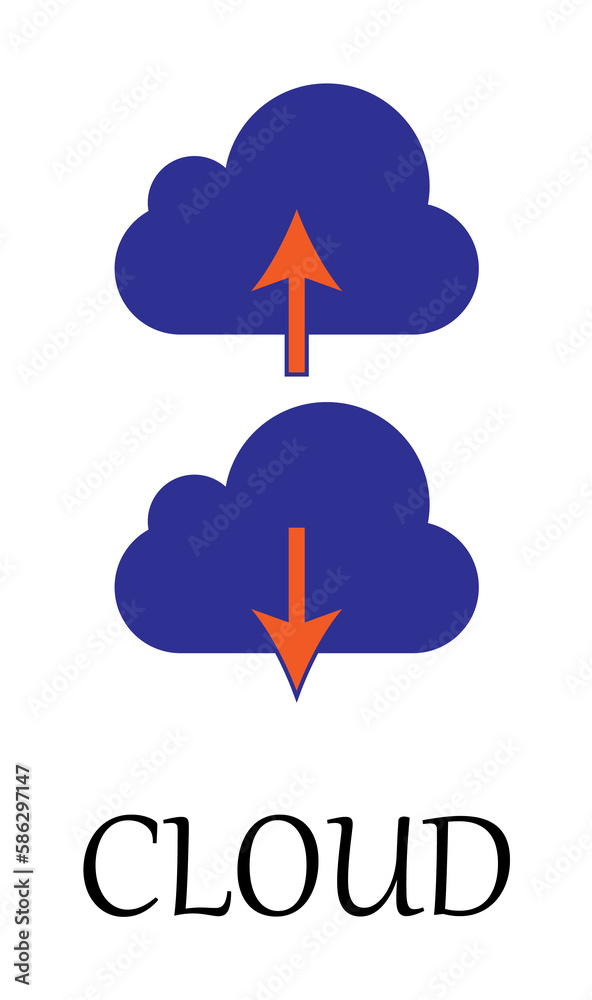 Poster colored upload download cloud icon. element of web icon for mobile concept and web apps. detailed co