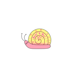 Have a nice day happy snail slogan decorated shell illustrasion cute design 