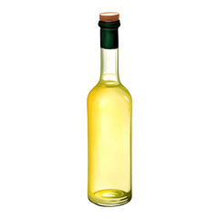 Virgin Olive Oil in Glass Bottle Isolated Hand Drawn Painting Illustration