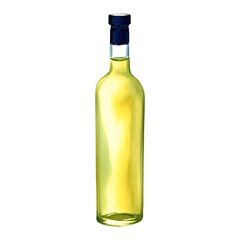 Virgin Olive Oil in Glass Bottle Isolated Hand Drawn Painting Illustration