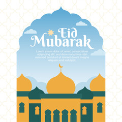 eid-mubarak-morning-mosque-vector-illustration