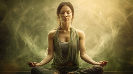 Obraz na płótnie Canvas Yoga Meditation Gesundes Leben Konzept für einen Gesunden Geist und einen Gesunden Körper Background Hintergrund Cover Generative AI Digital Art Illustration