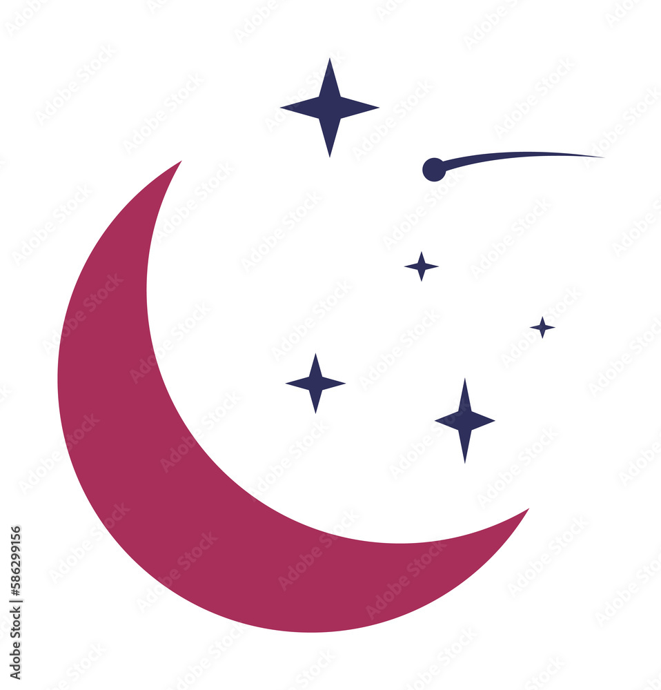 Aufkleber crescent moon and stars colored icon. element of web icon for mobile concept and web apps. colored i